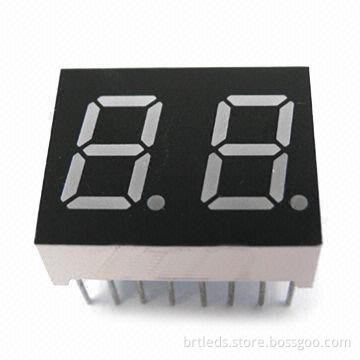 7-segment LED display, 0.43-inch green color dual digits, common anode, white segment and black face